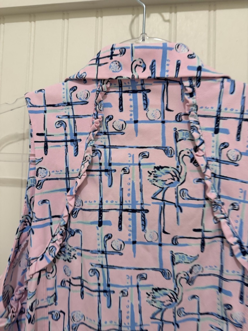 Lilly Pulitzer Luxeletic Sleeveless Pink Printed Collared Tank Top XL - Picture 5 of 5